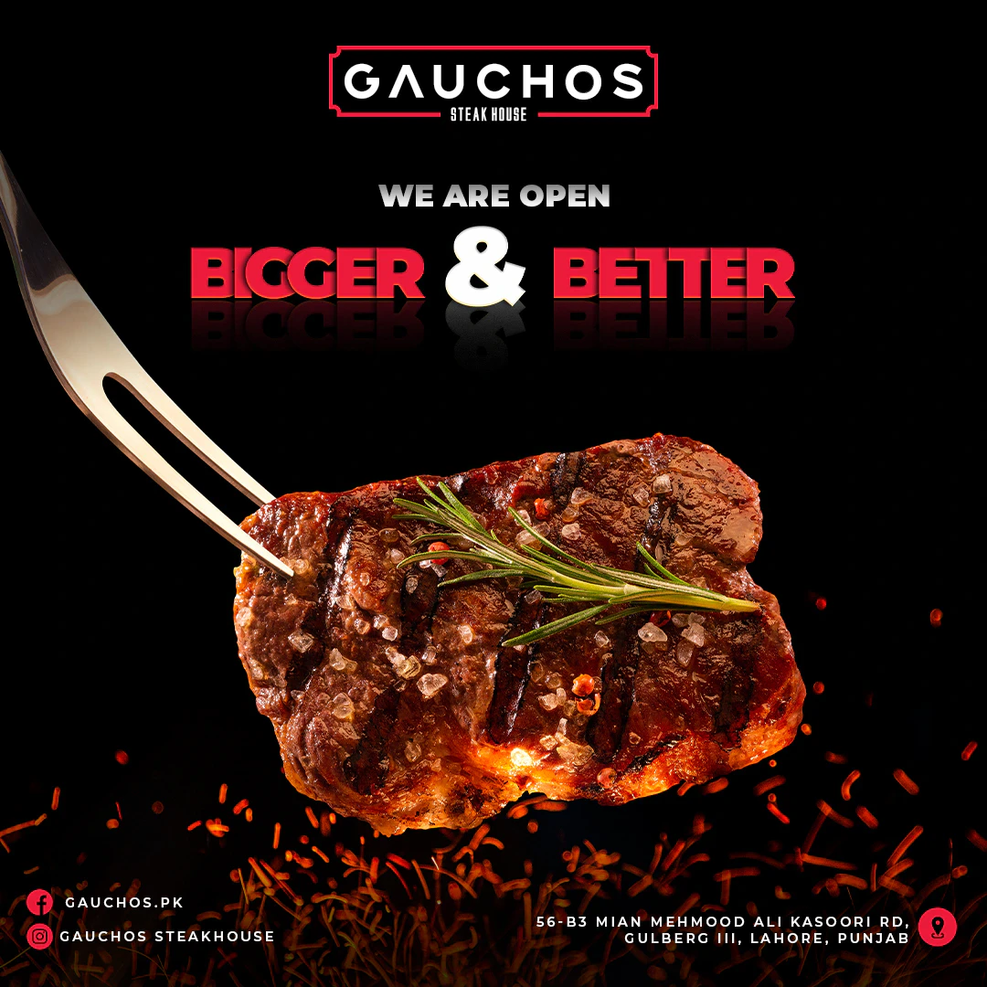Gauchos — “Bigger & Better” reopening, designed by GFX-T